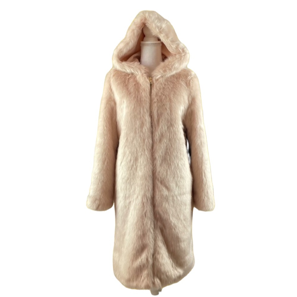 Forever 21 Womens Hooded Faux Fur Coat